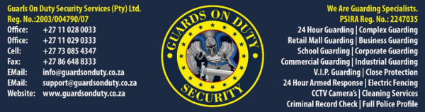 Zakariyya Park Ext 4 Eldoradopark Security Guard (Free Quotation)